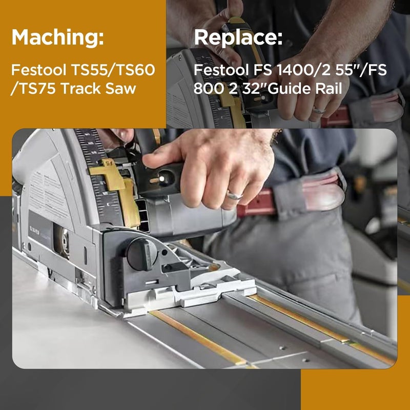 Angchun 55" سكة دليل منشار المسار متوافقة مع Festool TS-55/TS-75، سكة دليل 55" FS-1400/1 (1400 مم) تشمل 1 قطعة سكة دليل منشار ألمنيوم 55" لقص الخشب الطويل - Image 3